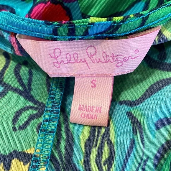 Lily Pulitzer Jade Dress Shake Your Tail Feathers V Neck - Picture 4 of 4